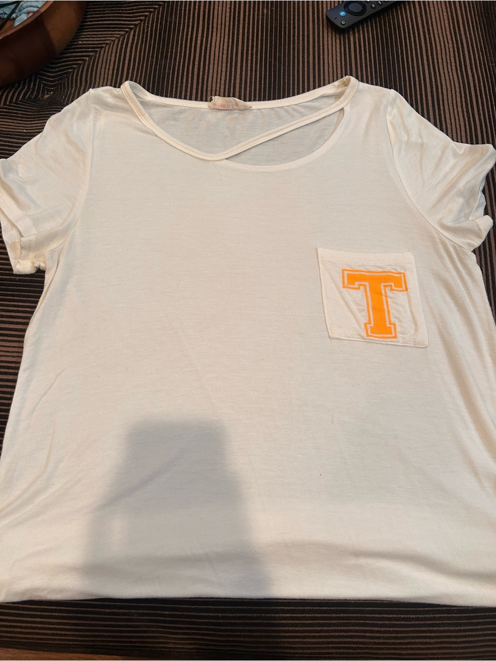 Peach Love California Cream Tee with Orange 'T' Pocket